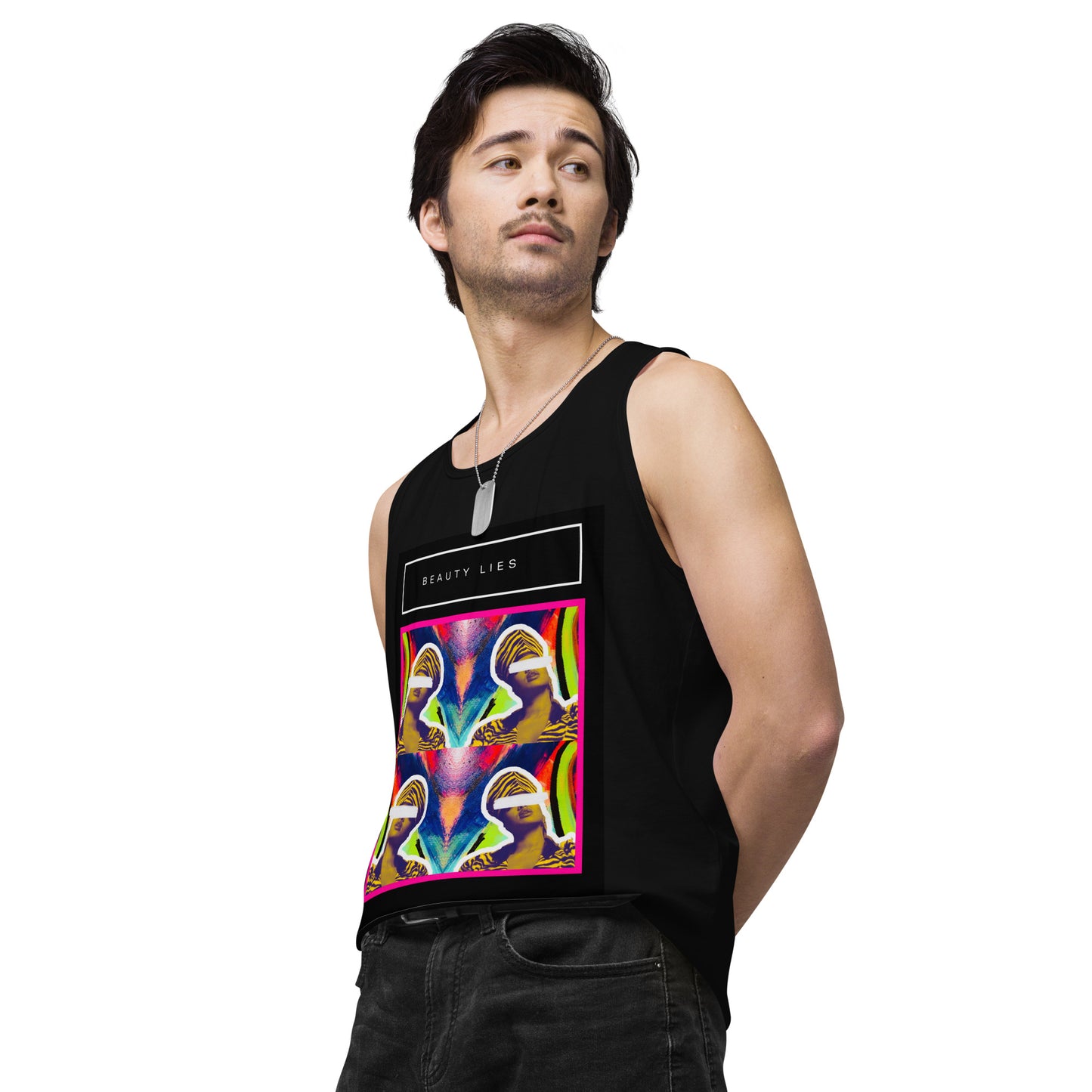 Beauty Lies Men’s premium tank top