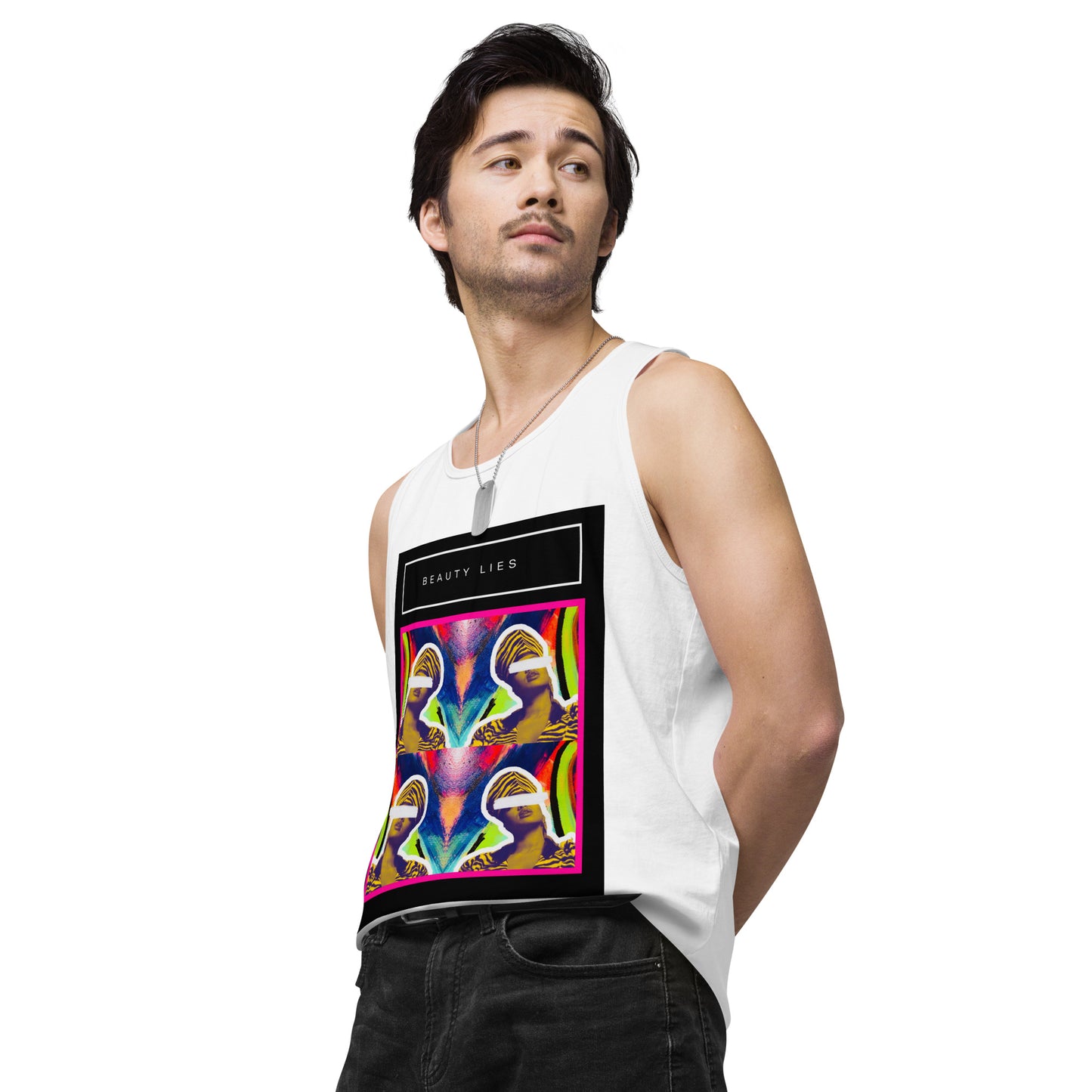 Beauty Lies Men’s premium tank top