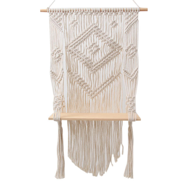 Hand-Woven Macrame Hanging Shelf